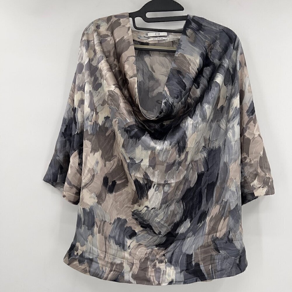 CO Collections Womens 100% Silk Gray Tunic/Blouse Cocktail Size XS